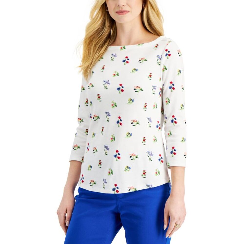 Charter Club Cotton Dot Print Top